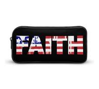U.S. Flag Faith Pencil Case Pen Holders Stationery Bag College Office Large Capacity Pouch for Men Women
