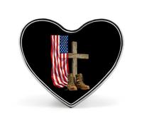 U.S Flag Fallen Soldier Tribute Heart Brooch Cute Badge Lapel Pins