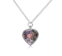 U.S. Flag Fireworks July 4th Custom Urn Necklace for Ashes Heart Keepsake Pendant Jewelry Memorial Cremation