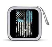U.S Flag Fishing Vintage Fisherman CD Case 40 Capacity Plastic DVD Storage Box Sleeves Zippered Wallet