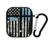 U.S Flag Fishing Vintage Fisherman PC Headphone Case for AirPods 1 And 2 Earphone Cover Earbuds Accessories with Keychain