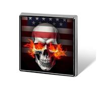 U.S. Flag Flame Skull Custom Lapel Pins Square Brooch Tie Suit Dress Accessories for Men Women Wedding Birthday