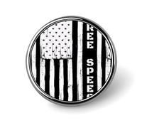 U.S. Flag Free Speech Round Brooch Pin Lapel Pins Tie Suit Dress Accessories for Men Women Wedding Birthday
