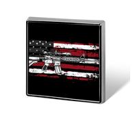 U.S Flag Guns Military Brooch Pins for Men Women Square Badge Collar Lapel Pins for Dress Jacket Accessories