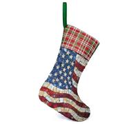 U.S. Flag In Mosaic Personalised Christmas Stocking Sequin Color Changing Xmas Tree Hanging Party Decor