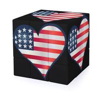 U.S. Flag Love Heart Logo Funny 3-D Puzzles Speed Cube for Adults