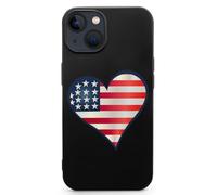 U.S. Flag Love Heart Logo Printed Phone Case Slim Cute Cellphone Protective Cover Unisex Compatible with iPhone 13/13 Mini/13 Pro/13 Pro Max