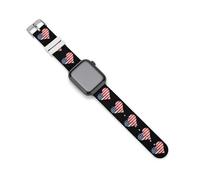 U.S. Flag Love Heart Logo Printed Silicone Watch Band Compatible with IWatch Waterproof Soft Replacement Strap 42mm/44mm