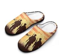 U.S. Flag Military Soldiers Men's House Slippers Memory Foam Washable Cotton Slip on Home Shoes
