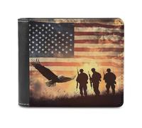 U.S. Flag Military Soldiers Small Billfold Wallet Front Pocket Card Holder Slim Passport Purse for Men Women