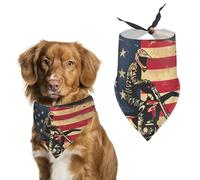 U.S Flag Motocross Dirt Bike Printed Dog Bandanas Novelty Pets Triangle Scarf Puppies Handkerchief for Small Medium Large Dogs Cats Rabbits