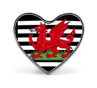 U.S. Flag of Wales Welsh Cute Brooch Badge Heart Shape Pin Hat Clothing Jewelry Accessories Gifts for Wedding Party