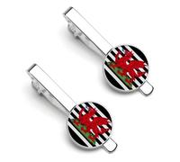 U.S. Flag of Wales Welsh Men's Tie Clip Classic Necktie Tie Bar 2 Pack Clasp Clip for Wedding Anniversary Business Gifts