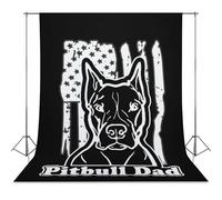 U.S. Flag Pit-bull Dad Photo Studio Backgrounds Black Photography Backdrop for Portrait Video Shooting Live 56"x79"