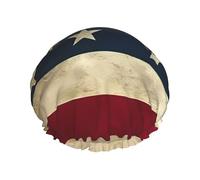 U.S. Flag Print Shower Cap - Double Layer Breathable, Adjustable Elastic Strap, Durable Hotel Travel Essentials