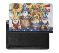 U.S. Flag Sunflower Gnome Passport Holder Covers Travel Wallet Document Organizer Protector Accessories for Men Women