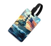 U.S Flag Warship Navy Battleship Luggage Tag Travel ID Label Baggage Tags | Tag for Suitcase,Identifiers