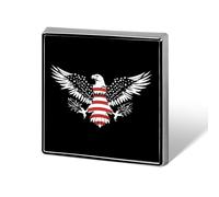 U.S. Flag with Bald Ea-gles Custom Lapel Pins Square Brooch Tie Suit Dress Accessories for Men Women Wedding Birthday