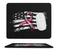 U.S Flag with Breast Cancer Ribbon Mouse Pad Waterproof Ultra-Thin Non-Slip Rubber Base Square Mouse Mat Gaming Mousepad 9.8"x11.8"