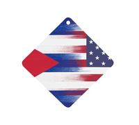 U.S. Flag with Cuba Flag 1 PCS Car Air Freshener Hanging Aromatherapy Tablets Automotive Ornament for Auto Room Bathroom Bedside Rhombus
