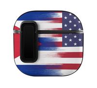 U.S. Flag with Cuba Flag Headphone & Earphone Cases Compatible with Airpod 4 Scratch-Resistant PC Protective Cover with Secure Buckle