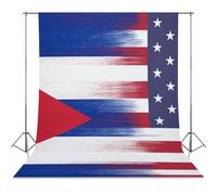 U.S. Flag with Cuba Flag Photo Backdrop Polyethylene Studio Background for Photography Video Broadcast Photoshoot