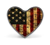 U.S. Flag with Dollar Signs Heart Metal Brooches 1 Inch Decorative Badges Exquisite Decorations Pins for Clothing