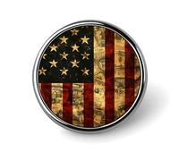 U.S. Flag with Dollar Signs Round Metal Brooches 1 Inch Decorative Badges Exquisite Decorations Pins for Clothing