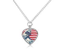U.S. Flag with Great Wave Personalized Pet Urn Necklace Keepsake Urn Pendant Cremation Jewelry Gifts for Dog Cat Lover