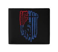 U.S. Flag with Lineman Leather Bifold Wallet for Men Slim Card Cases with 2 Slots Minimalist Coin Purs