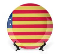 U.S. Flag with Red And Yellow Stripes Printed Ceramic Decorative Plate Chinese Style Bone Dish with Stand China Art Porcelain Plates