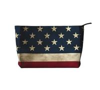 U.S. Flag Zipper Closure Corduroy Makeup Bag Multifunctional Organizer 22x7x17cm for Travel Camping Vacation Fitness