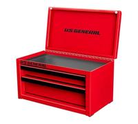 U.S. GENERAL U.S. GENERAL MINI STEEL TOOLBOX, 2 Drawers with magnetic locking mechanism and Top Storage, PVC Liners, Black Trim. (1, RED)