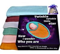 U.S Gift baby boy or girl,2 extra-large (120x120cm) & 4 large (60-60cm) luxury bamboo/organic cotton muslin swaddle/receiving blankets & dry lavender bag,gift-boxed,Blue Orange Green Grey Brown Peach