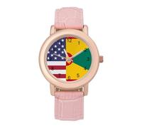 U.S. Grenada Flag Wrist Watches for Women Men Quartz Stainless Steel Watch Easy to Read