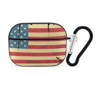 U.S. Grunge Flag Cute Earbuds Case Compatible with Airpods Pro Wireless Headphones Cover with Carabiner