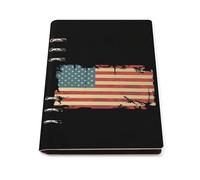 U.S. Grunge Flag Printed A5 Notebook Binder Refillable Notebook 6 Metal PU Leather Ring Planner Daily Work