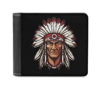 U.S. Indian Chief Slim Leather Men's Wallets with 6 Card Holders Minimalist Billfold Travel Purse