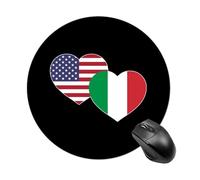 U.S. Italian Flag Round Mouse Pad Funny Printed Computer Mousepad Non-Slip Rubber Base 7.8 Inches
