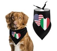 U.S. Italian Flag Triangle Dog Bandana Adjustable Pet Bibs Summer Washable Scarf for Small Medium Large Pets