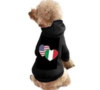 U.S. Italian Flag Warm Dog Hooded Sweatshirt with Hat Soft Pet Pullover Clothes for Small Medium Large Pets