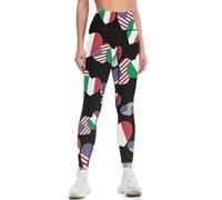U.S. Italian Flag Women's Printed Yoga Leggings Soft High Waisted Tummy Pants for Gym Workout Athletic