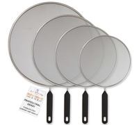 U.S. Kitchen Supply 4-Piece Stainless Steel Splatter Guard Set (13", 11.5", 10",8”) Fine Mesh Cover, Grease & Oil, Splatter Screen for Frying Pan, Cooking Pots, with Comfort Grip Handles