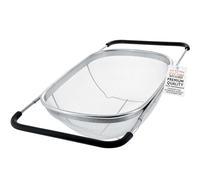 U.S. Kitchen Supply - Premium Quality Over The Sink Stainless Steel Oval Colander with Fine Mesh 6 Quart Strainer Basket & Expandable Rubber Grip Handles - Strain, Drain, Rinse Fruits, Vegetables