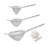 U.S. Kitchen Supply - Set of 3 Premium Quality Extra Fine Twill Mesh Stainless Steel Conical Strainers - 3", 4" and 5.5" Sizes - Chinois to Sift, Strain, Drain and Rinse Vegetables, Pastas & Teas