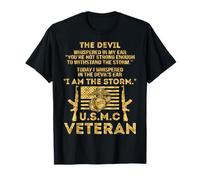 U.S.M.C Veteran I am the storm T-Shirt Gold Foil Effect T-Shirt
