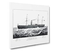 U.S. Mail Steam Ship by N. Currier Canvas Print | Gallery Wrapped 30mm Frame Wall Art | 20x20 inches | Ready to Hang | Modern Seascape Picture | Living Room Bedroom Lounge Office