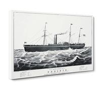 U.S. Mail Steam Ship By N. Currier Canvas Print | Gallery Wrapped 30mm Frame Wall Art | 24x16 inches | Ready to Hang | Retro Seascape Picture | Living Room Bedroom Lounge Office