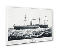 U.S. Mail Steam Ship by N. Currier Canvas Print | Gallery Wrapped 30mm Frame Wall Art | 30x20 inches | Ready to Hang | Modern Seascape Picture | Living Room Bedroom Lounge Office
