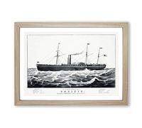 U.S. Mail Steam Ship by N. Currier Framed Print | A2 Oak Framed Wall Art | Ready to Hang | Modern Vehicle Picture | Living Room Bedroom Lounge Office